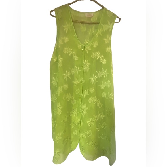La intimates chartreuse green sleeveless sheer ladies nightie nightgown large - Picture 1 of 6